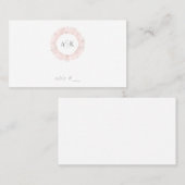 Élégante carte rose en or monogramme - plat (Devant / Derrière)