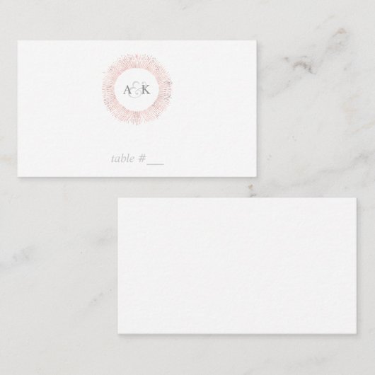 Élégante carte rose en or monogramme - plat (Devant / Derrière)