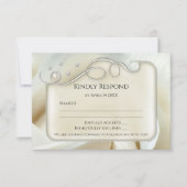 Elégante carte Rose mariage ivoire argent RSVP (Devant)