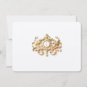 Elégante carte RSVP bleu Dusty avec or baroque (Dos)