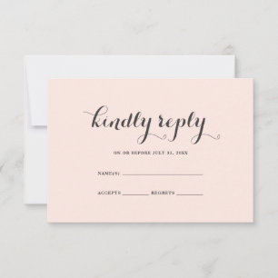 Elégante carte RSVP Blush et Grey Wedding