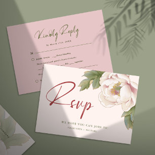 Elégante carte RSVP Blush Pink Peony Floral Weddin