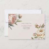 Elégante carte RSVP Blush Watercolor Peonies (Dos)