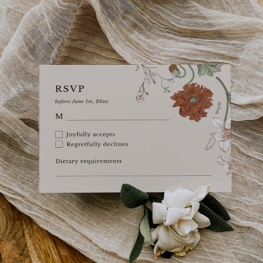 Elégante carte RSVP Boho Floral
