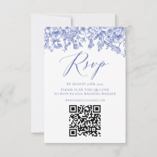 Elégante carte RSVP Chinoise Dusty Blue Floral