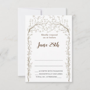 Élégante carte Rsvp Chuppah Florale et enveloppe