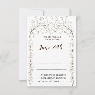 Élégante carte Rsvp Chuppah Florale et enveloppe