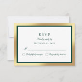 Élégante carte RSVP classique Faux Gold Emerald Gr (Devant)