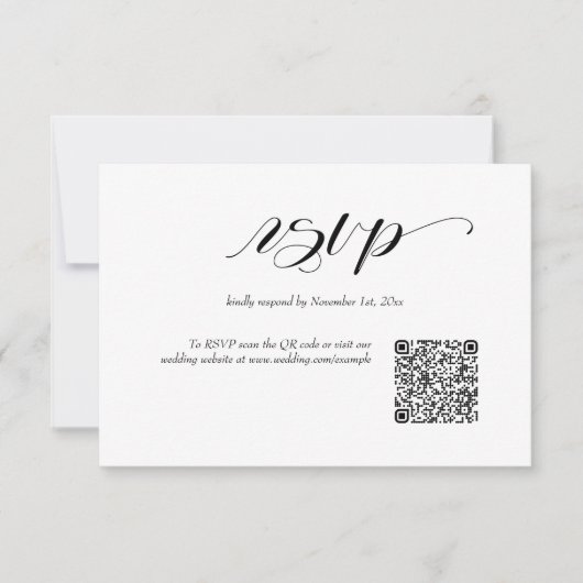 Elégante carte RSVP Code QR Mariage de calligraphi (Devant)