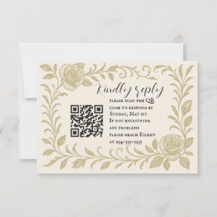Elégante carte RSVP Code QR Rose