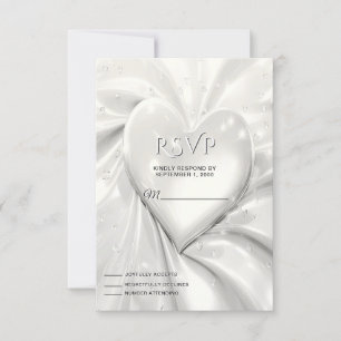 Elégante carte RSVP Coeur crème blanche