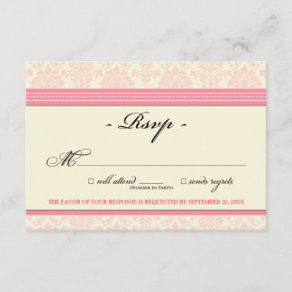 Elégante carte RSVP Damask (rose/crème)