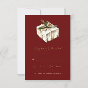 Elégante carte RSVP de décoration rouge de Noël