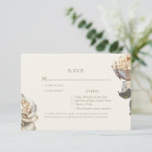 Elégante carte RSVP de mariage à la crème blanche  (Debout devant)