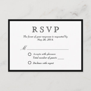 Elégante carte RSVP de mariage à la frontière noir