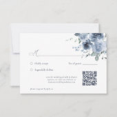 Elégante carte RSVP de mariage bleu floral Dusty (Devant)