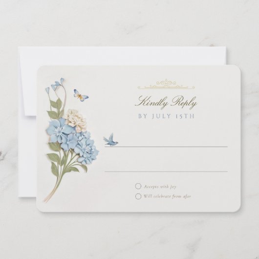 Elégante carte RSVP de mariage Blue Hydrangea (Devant)