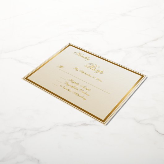 Elégante carte RSVP de mariage classique en or (Rotation)