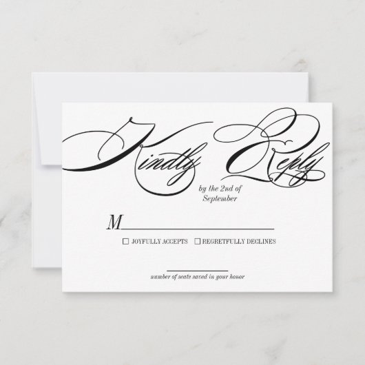 Élégante carte RSVP de mariage de calligraphie (Devant)