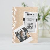 Elégante carte RSVP de mariage de code QR (Debout devant)