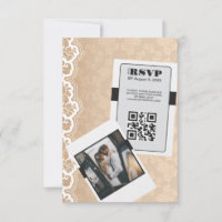 Elégante carte RSVP de mariage de code QR