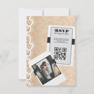 Elégante carte RSVP de mariage de code QR