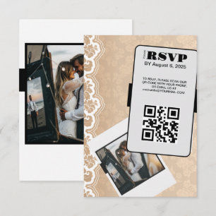 Elégante carte RSVP de mariage de code QR