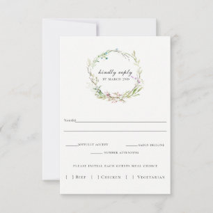 Élégante carte RSVP de mariage de couronne Fleur s