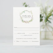Élégante carte RSVP de mariage de couronne Fleur s (Debout devant)