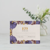 Elégante carte RSVP de mariage de lavande florale (Debout devant)