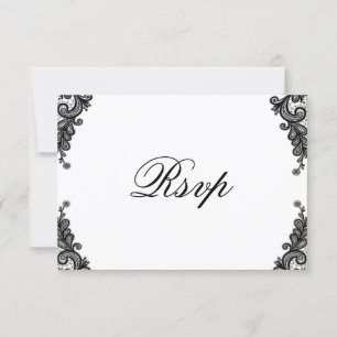 Elégante carte RSVP de mariage en dentelle noire