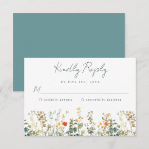 Elégante carte RSVP de mariage Fleur sauvage