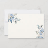 Elégante carte RSVP de mariage floral bleu avec co (Dos)