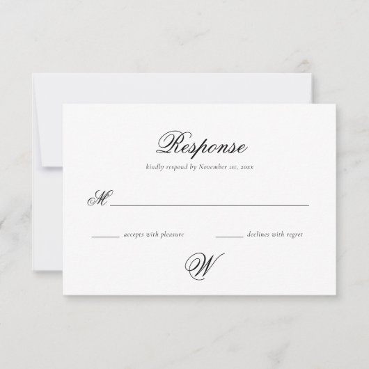 Élégante carte RSVP de mariage initial simple (Devant)