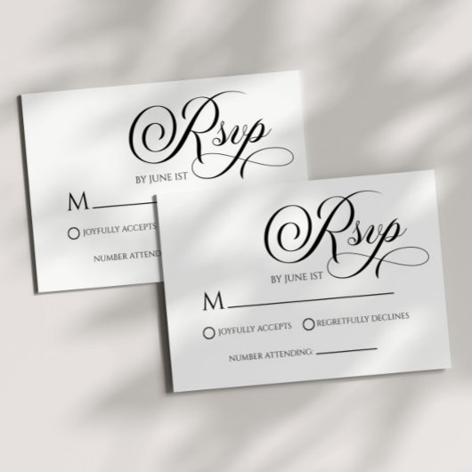 Élégante carte RSVP de mariage minimaliste classiq