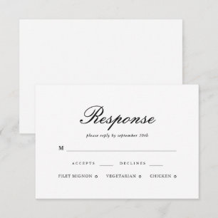 Elégante carte RSVP de mariage noir et blanc