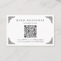 Élégante carte RSVP de mariage QR classique