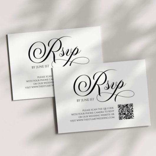 Élégante carte RSVP de mariage QR classique