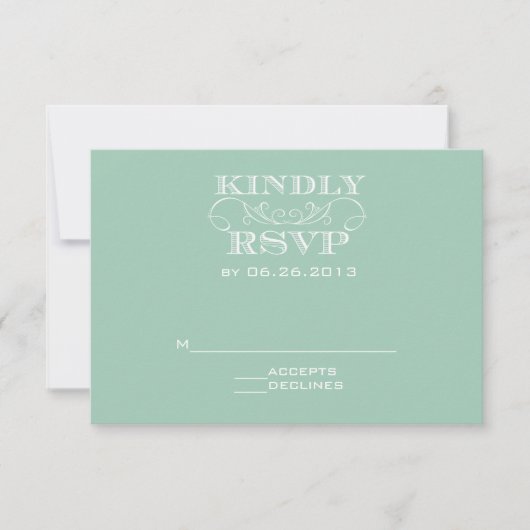 Elégante carte RSVP de mariage Swirl Mint (Devant)