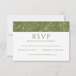 Elégante carte RSVP de mariage vert de la série Fl