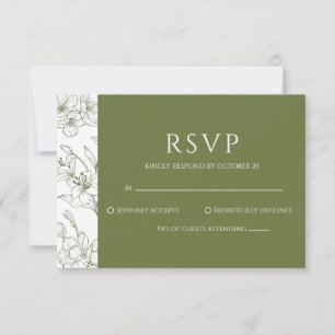 Elégante carte RSVP de mariage vert de la série Fl