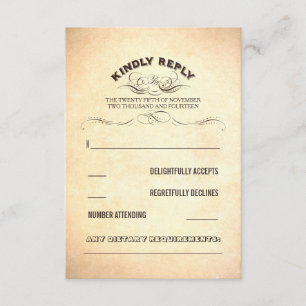 élégante carte RSVP de mariage vintage