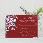 Elégante carte RSVP design Flore rouge (Debout devant)