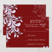 Elégante carte RSVP design Flore rouge (Devant / Derrière)