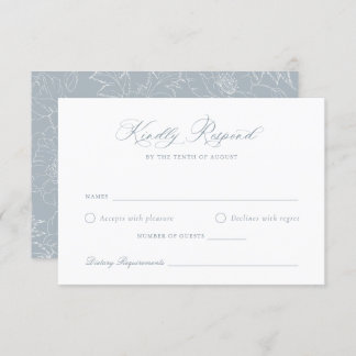 Elégante carte RSVP Dusty Blue Floral