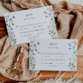 Elégante carte RSVP Fleur sauvage couleur bleu