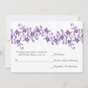 Elégante carte RSVP fleurie de printemps violet lu