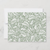 Elégante carte RSVP fleurie verte Sage Ornate Swir (Dos)