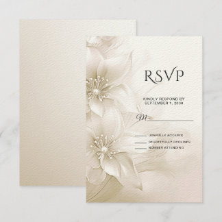 Elégante carte RSVP Fleurs blanches ivoire