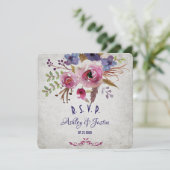 Elégante carte RSVP Fleurs d'aquarelle de mariage (Debout devant)